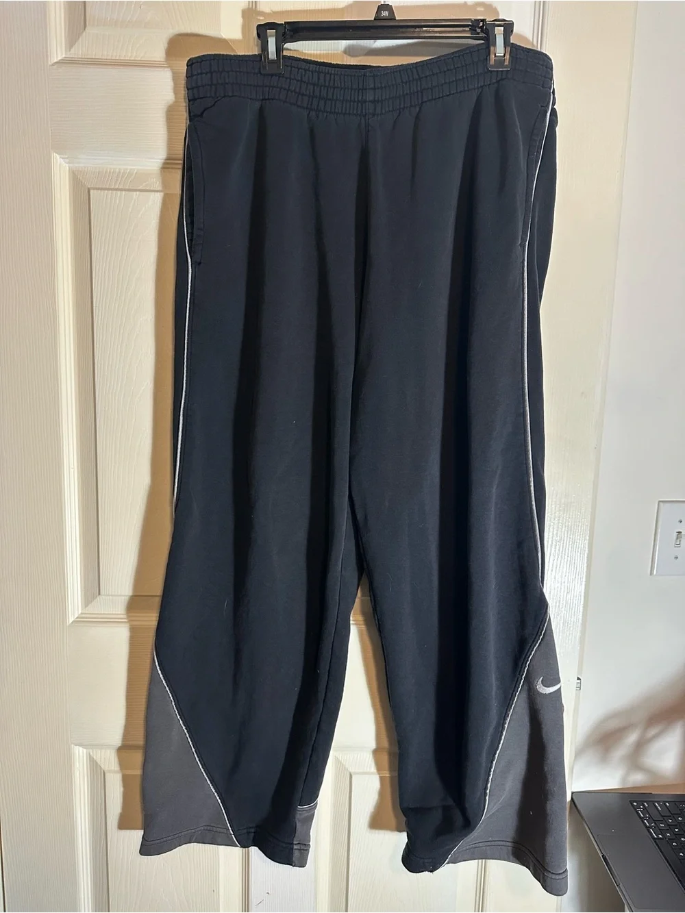 Nike Black Wide-Leg Track Pants with Gray Panels